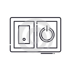 Power switch icon, linear isolated illustration, thin line vector, web design sign, outline concept symbol with editable