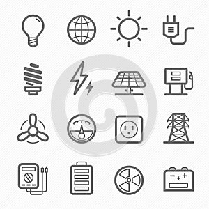 Power symbol line icon set