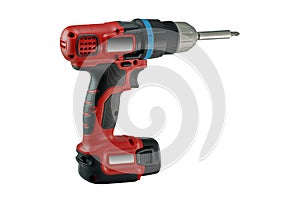 Power tool. Electric screwdriver. White background