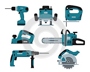 Power tool icons. Electric equipment or devices.