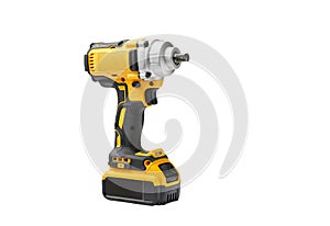 Power tool ,Mid-Range Cordless Impact Wrench with battery on white background