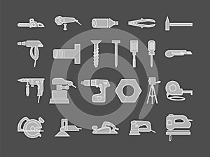 Power tools for repair set of icons.