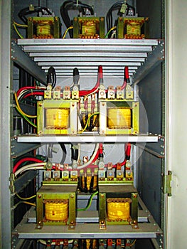 Power transformers in electrical panel