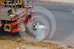 Power transformers are installed the after storm damaged electric transformer to convert low voltage electricity to control fixed