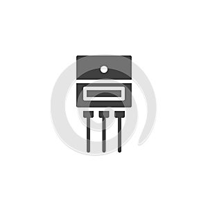 Power transistor microchip vector icon