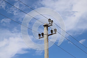 A power transmission line with ceramic pin-type insulators