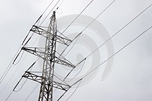 Power Transmission Line On a cloudy day