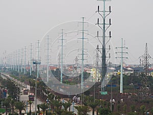 Power Transmission Lines in Hanoi, Vietnam