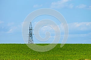 Power Transmission Tower on flat horizon