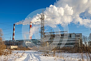 Power transmission tower on sky