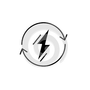 Power usage black icon, vector sign on isolated background. Power usage concept symbol, illustration