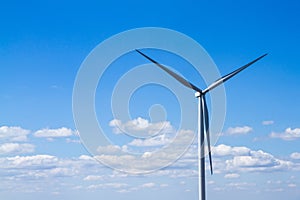 Power of wind turbine generating electricity clean energy with c