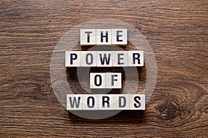 The power of words - word concept on building blocks, text