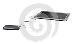 Powerbank loads tablet PC - 3D illustration