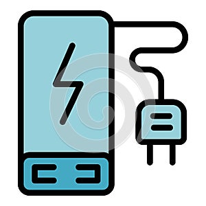 Powerbank plug icon vector flat