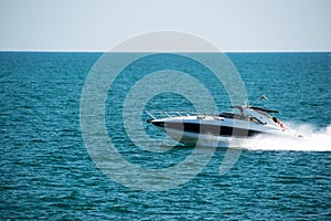 Powerboat speeding through the Black Sea