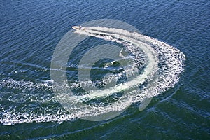Powerboat trace on sea