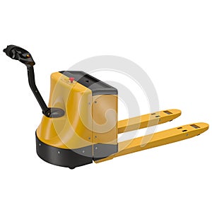 Powered Pallet Jack Yellow Isolated on White Background