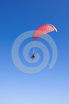 A powered paraglider pilot