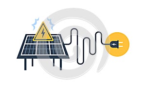 Solar panel and sun icon, autonomous electricity, source of energy