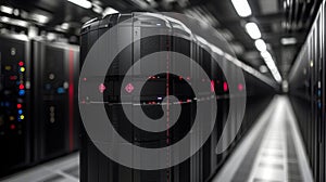 Powerful AI supercomputer in a high-tech data center with advanced processing capabilities