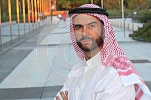 Powerful Arab businessman man close up