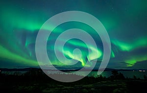 Powerful Aurora across nightsky