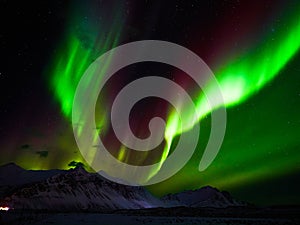 Powerful aurora borealis in the sky