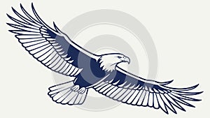 Powerful bald eagle in flight with wings spread illustration vector art, vector design Generative AI photo