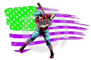 Powerful Baseball Hitter Left handed vector illustration