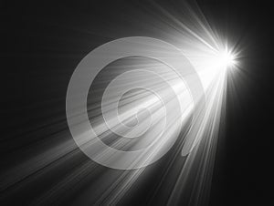 Powerful Beam of Light Shining Through Dark Background
