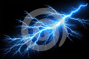 Blue Lightning Bolt Flash on Black Background