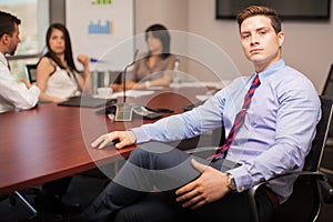 Powerful businessman in an office