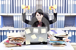 Powerful businesswoman at office