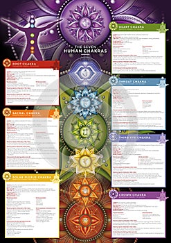 Powerful 7 Chakra - Infographic poster/wallpaper including detailed description, characteristics and features