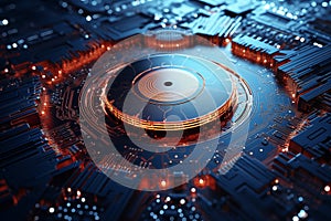 Powerful circuit board with quantum chip technology CPU processor supercomputer