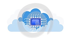 Powerful cloud technology, high-speed data processing, vector design Generative AI