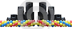 Powerful concerto audio speakers and balloons