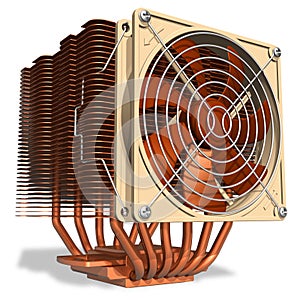 Powerful copper CPU cooler with heatpipes