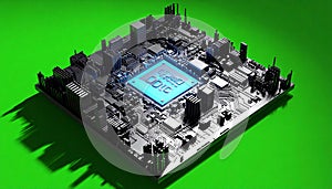 Digital Brain Glowing CPU on Circuit Board