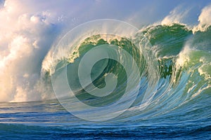 Powerful Crashing Surfing Wave Waimea Bay Hawaii