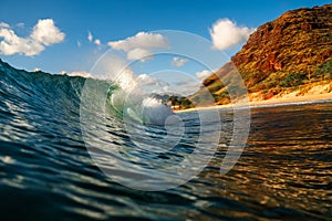 Powerful crystal clear ocean wave