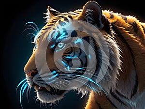 Kirlian-Style Glowing Tiger with Radiant Energy photo