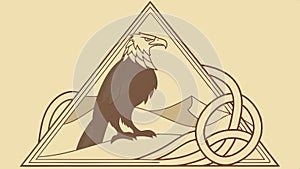 Powerful Eagle within Celtic Knot Geometric Frame, Symbolic Art, vector design Generative AI photo