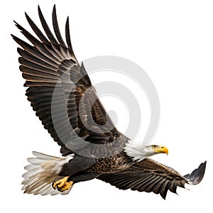 Powerful Eagle in Flight Isolated on White Background