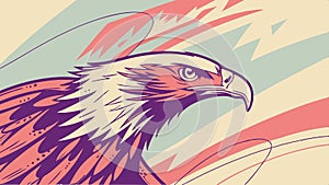 Powerful eagle head with abstract patterns, nature strength abstract art graphic vector design Generative AI photo