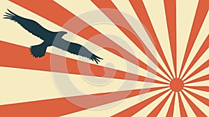 Powerful eagle soaring against sunburst, freedom and vision, vector design Generative AI photo