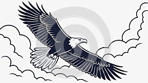 Powerful Eagle Soaring Through Clouds Vector Illustration, Freedom and Strength, vector design Generative AI photo