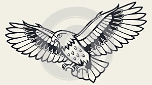 Powerful eagle soaring high with wide wings, representing freedom, vector design Generative AI photo
