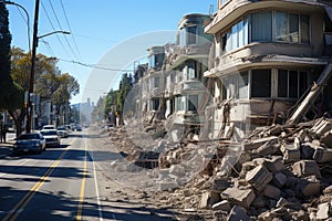 Powerful earthquake, showcasing the devastating impact of seismic forces on structures and environments photo